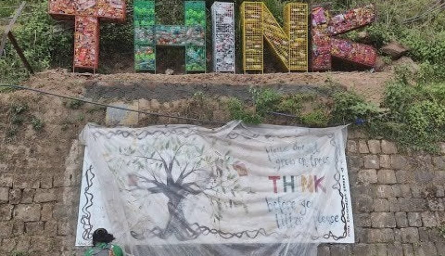 Art installation in Mcleodganj to raise awareness against plastic waste