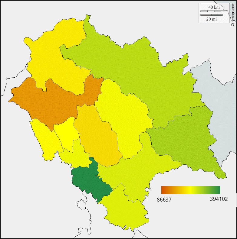 Himachal Districts by per capita income 2015-16