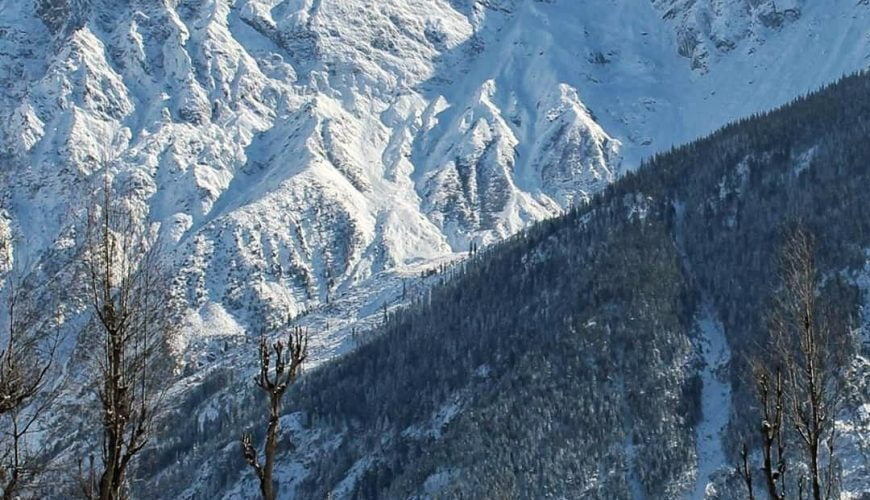 Raldang mountain of Kinnaur-Kailash mountain range bathing in morning sunshine. The picture was clicked from Chini village of Kalpa. Kalpa is 9 hours drive away from the state capital, Shimla.